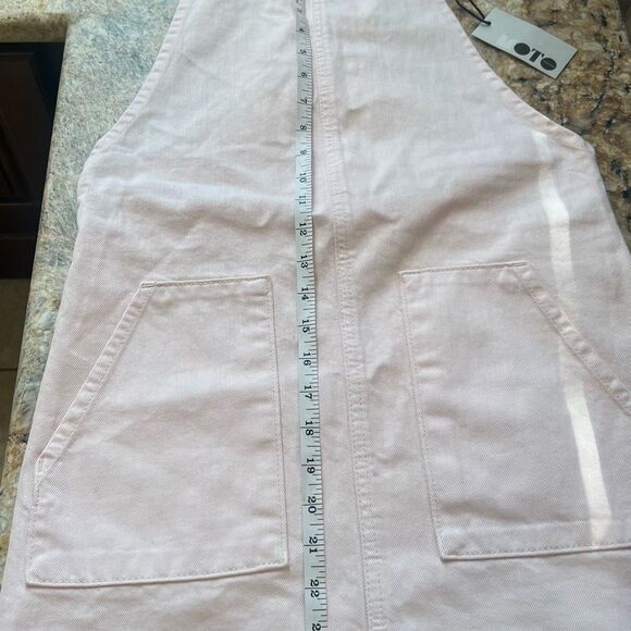 Light Pink Overall Dress with Pockets - Picture 4 of 7